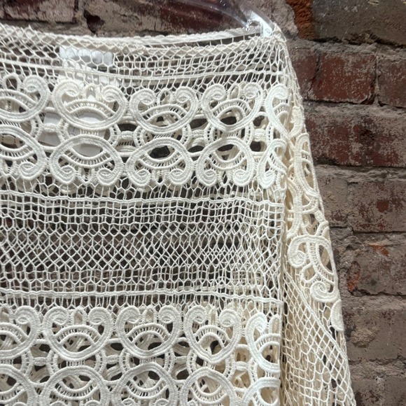 NWT ALEXIS Indiana Crochet Poncho Cream Cover Up Dress XS/Small